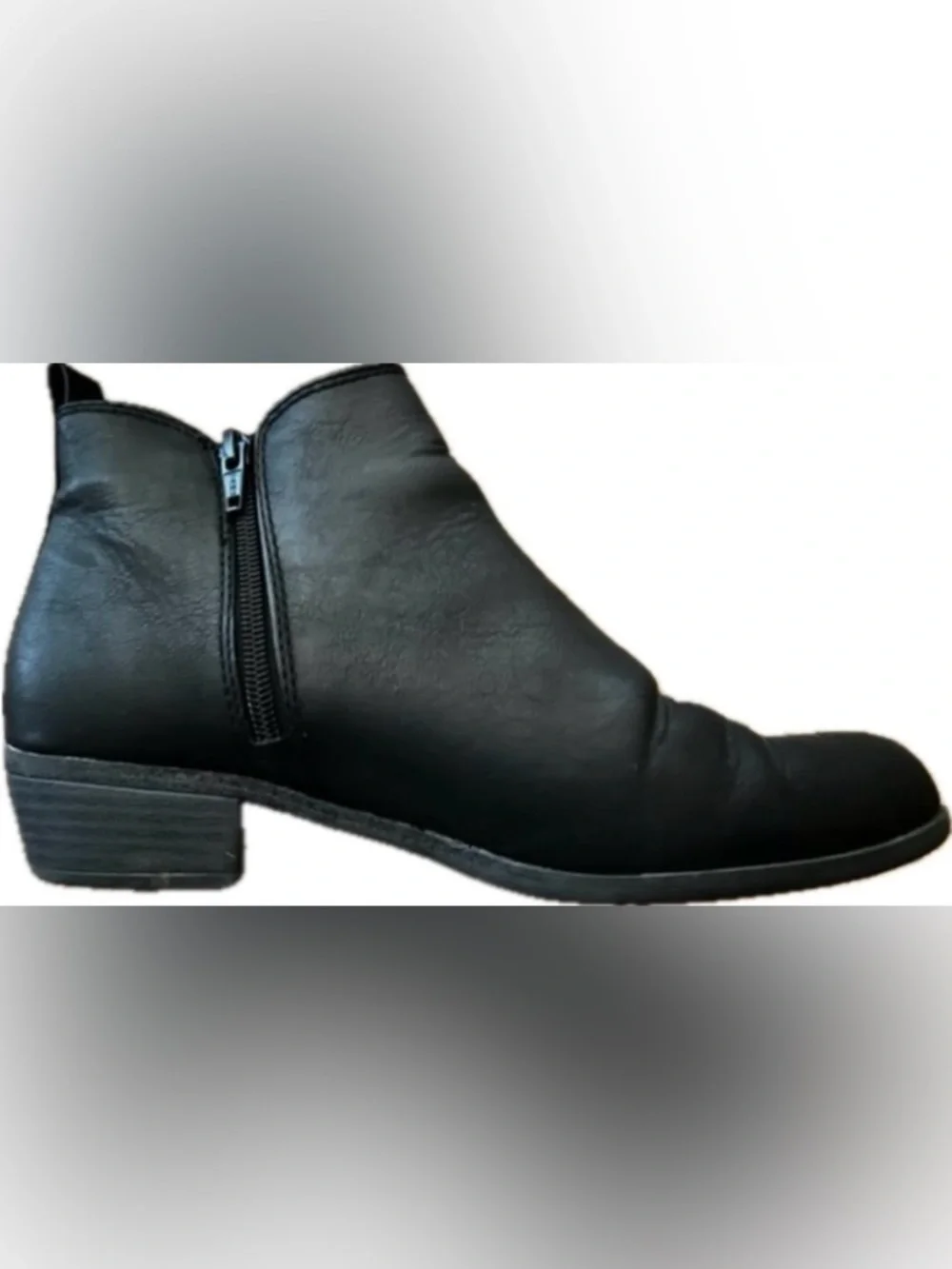 Black leather Ankle Boots with side zipper. Women’s size 8.5